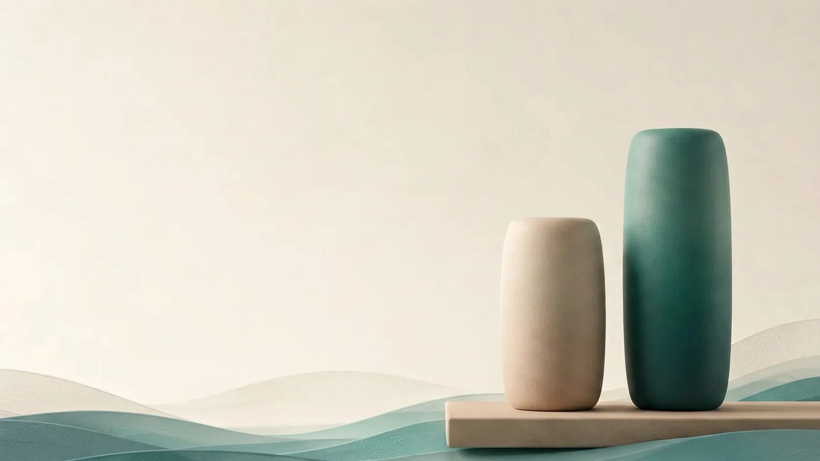 Abstrakte Illustration zweier plastischer Säulen unterschiedlicher Höhe über einer horizontalen Schwelle.